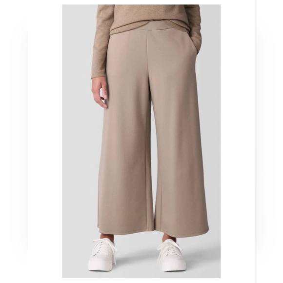 Eileen Fisher Pants - Eileen Fisher 1X Beige Wide-Leg Ponte Pull On Pants Made USA Minimalist